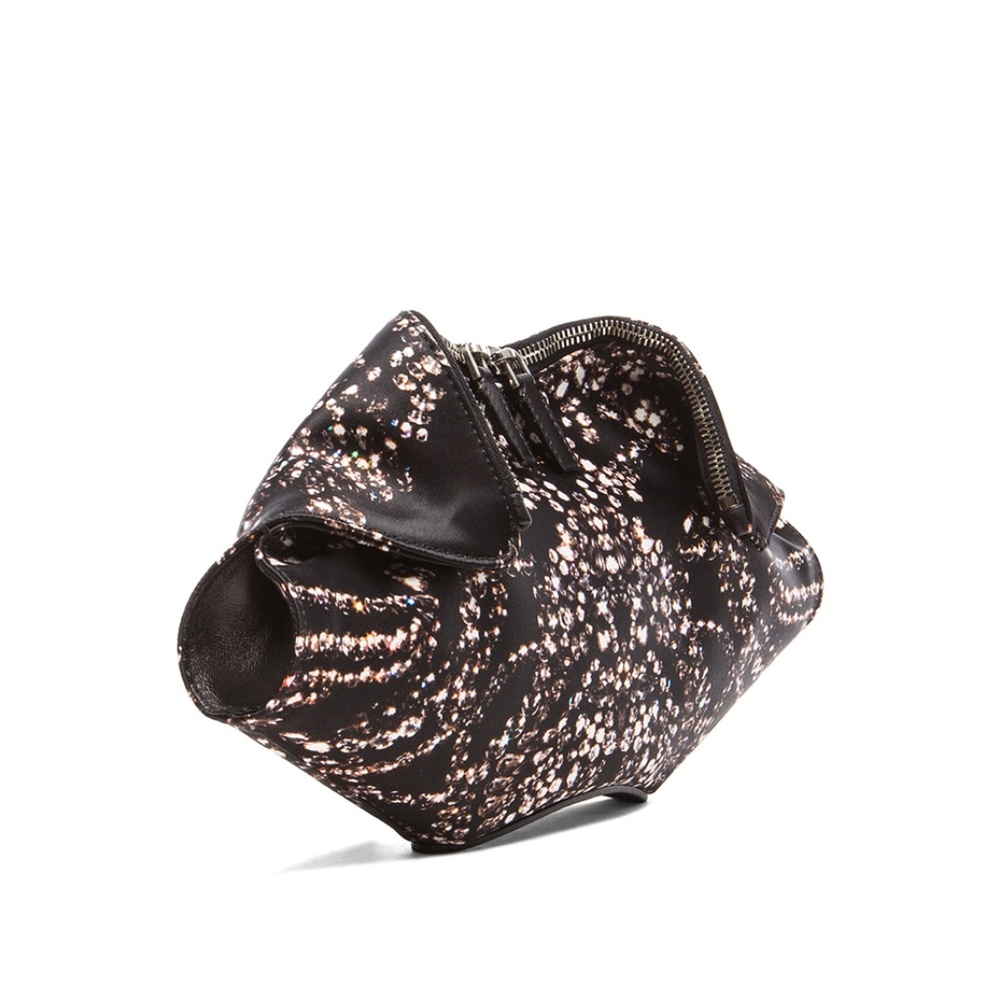 Rare Alexander McQueen Diamond Print Silk Clutch